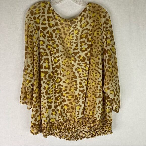 Apt 9 Top Women’s Yellow Brown Animal Print Sheer Overlay Camisole 3X Elastic - Picture 6 of 8